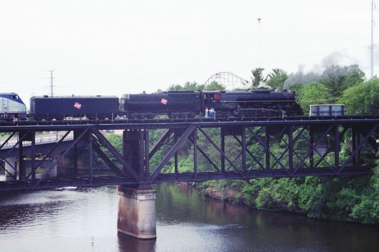 Milwaukee Road 261 crossing the Wisconsin River at Wisconsin Dells, WI